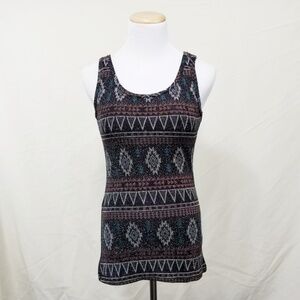 BKE metallic Aztec tribal tank black teal brown